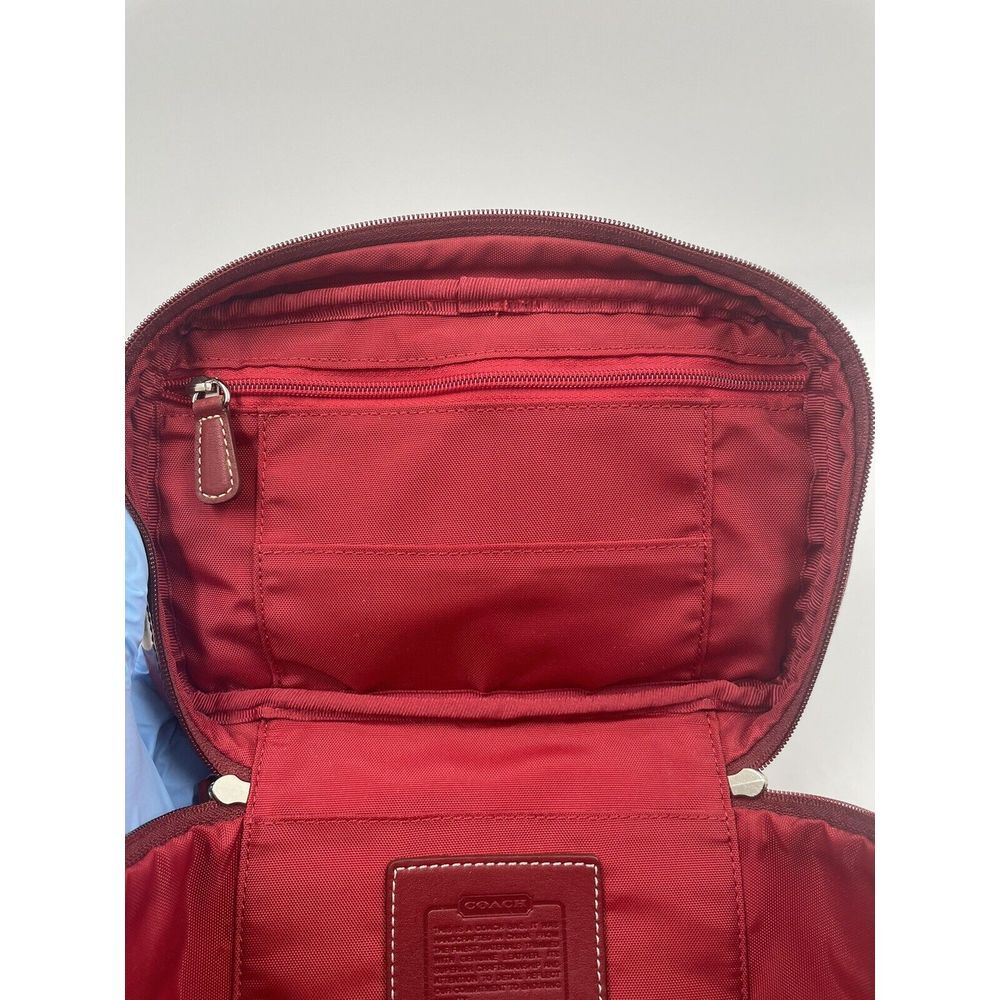 Large COACH Vinyl Toiletry Travel Cosmetic Bag Case Signature Red Rare Vintage - Picture 10 of 12